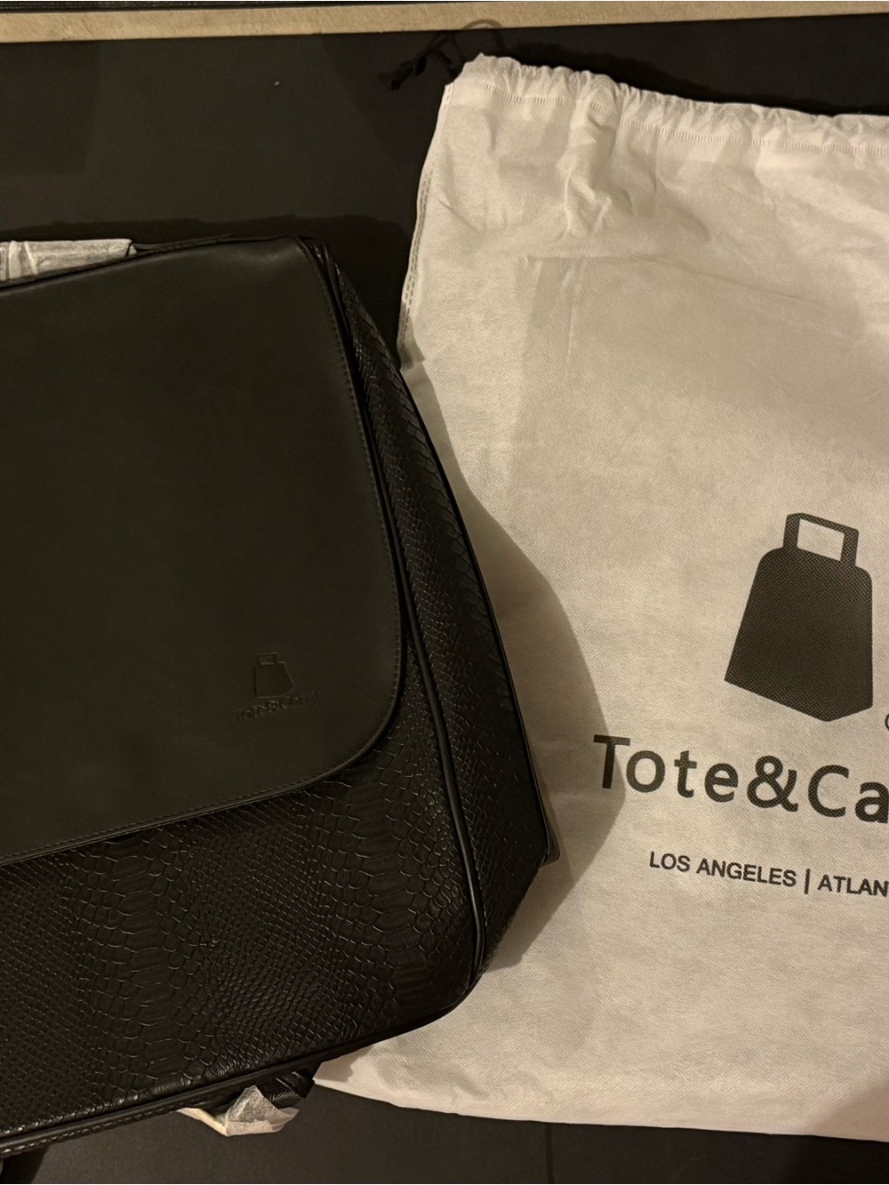 Tote & Carry Black Men's Backpack – Textured Front Panel
